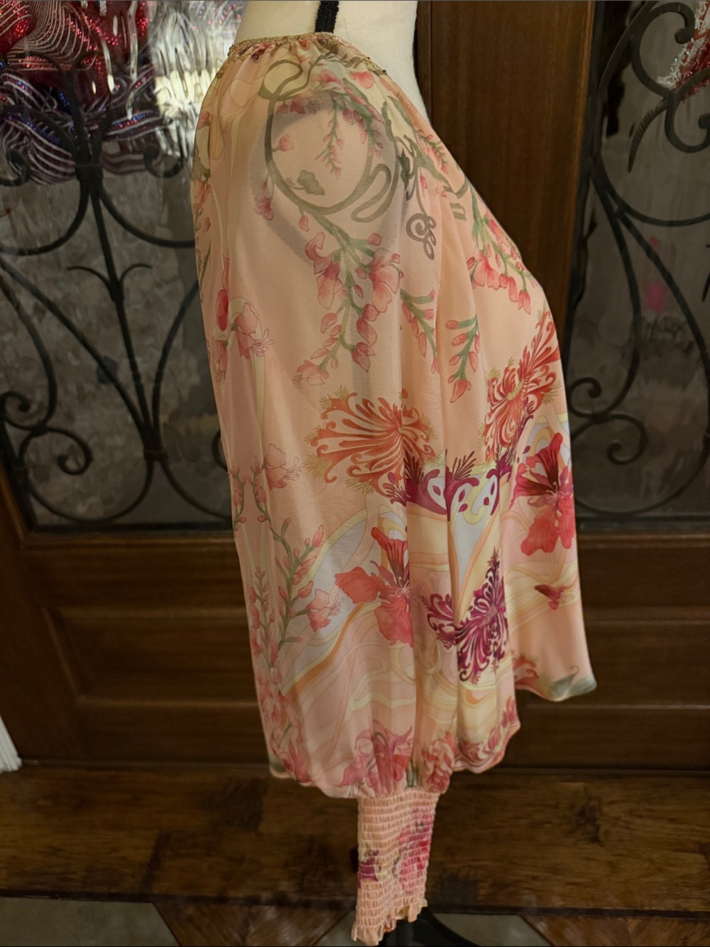 Camilla Blossoms and Brushstrokes Floral Silk V-Neck Blouse - Picture 4 of 10